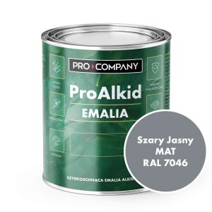 Szybkoschnąca emalia alkidowa do metalu Pro Alkid Szary Jasny MAT RAL 7046 1L