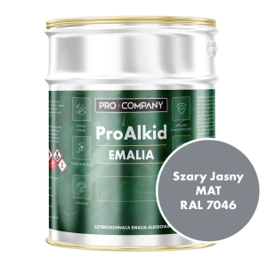 Szybkoschnąca emalia alkidowa do metalu Pro Alkid Szary Jasny MAT RAL 7046 3L