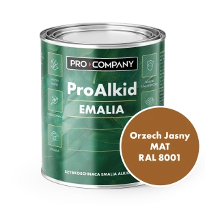 Szybkoschnąca emalia alkidowa do metalu Pro Alkid Orzech Jasny MAT RAL 8001 0,9L