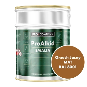 Szybkoschnąca emalia alkidowa do metalu Pro Alkid Orzech Jasny MAT RAL 8001 4,5L