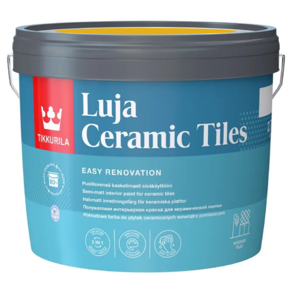 TIKKURILA Luja Ceramic Półmatowa farba do płytek ceramicznych 2w1 RAL 1003 żółty sygnałowy 2,7L