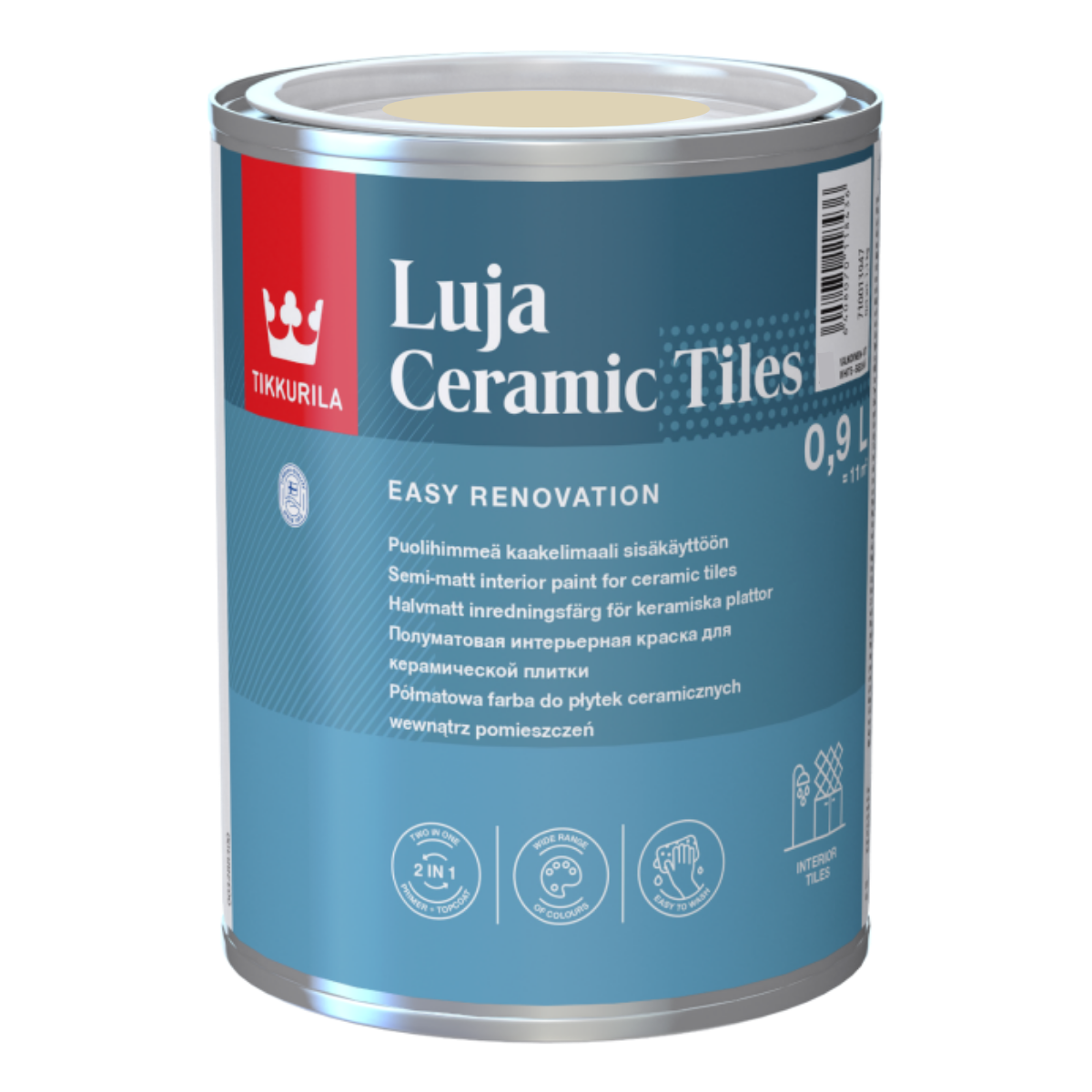 TIKKURILA Luja Ceramic Półmatowa farba do płytek ceramicznych 2w1 RAL 1015 jasna kość słoniowa 0,9L