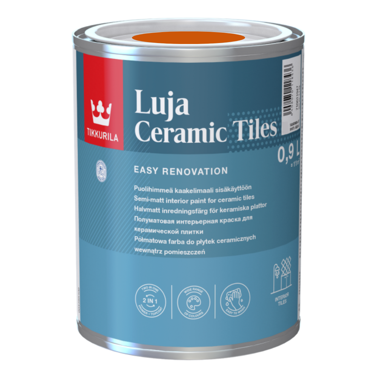 TIKKURILA Luja Ceramic Półmatowa farba do płytek ceramicznych 2w1 RAL 2004 pomarańczowy czysty