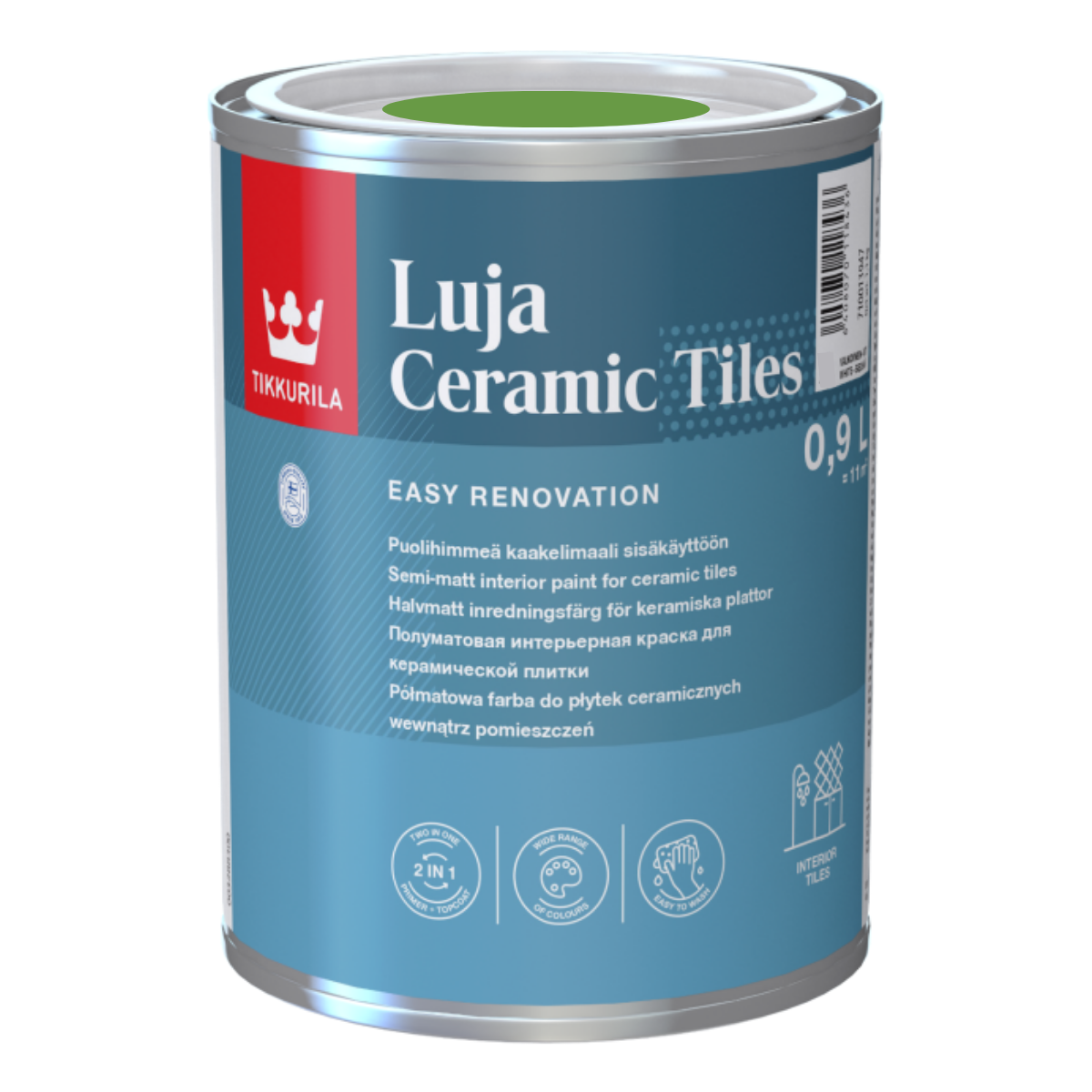 TIKKURILA Luja Ceramic Półmatowa farba do płytek ceramicznych 2w1 RAL 6018 żółto-zielony