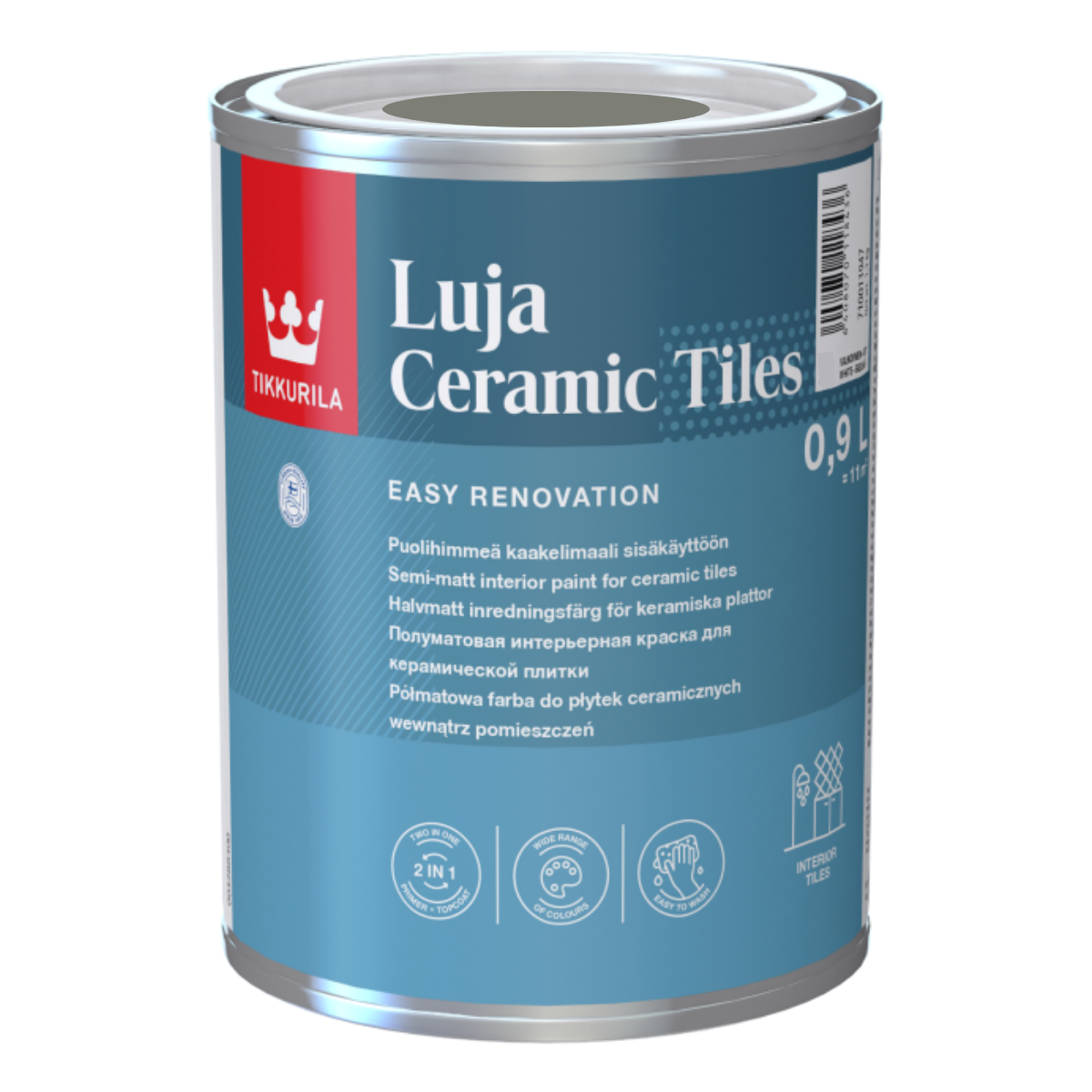 TIKKURILA Luja Ceramic Półmatowa farba do płytek ceramicznych 2w1 RAL 7023 szary betonowy