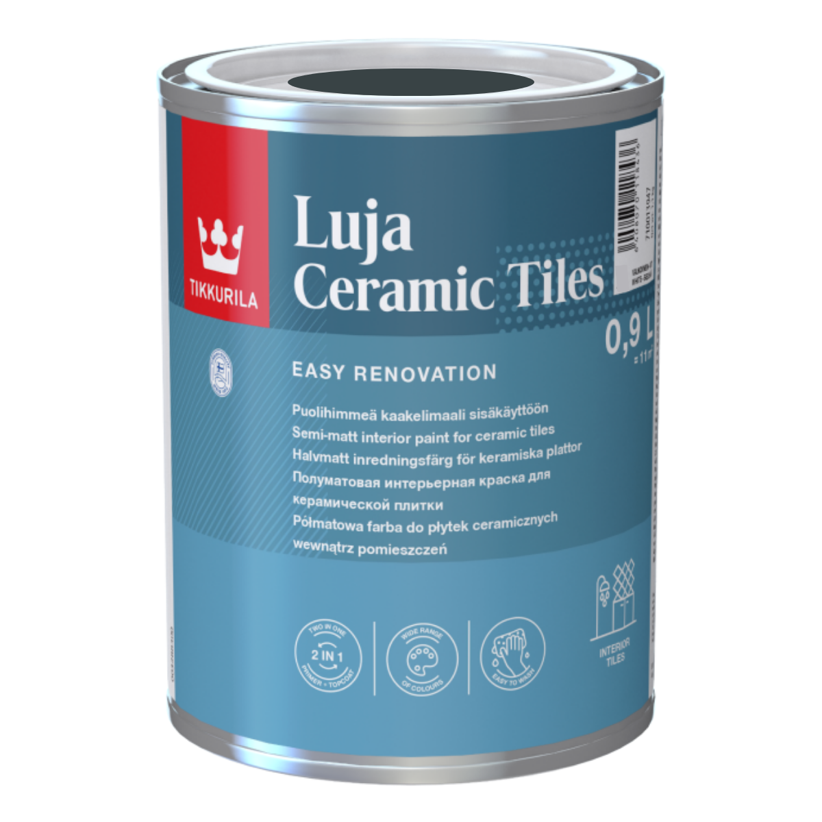 TIKKURILA Luja Ceramic Półmatowa farba do płytek ceramicznych 2w1 RAL 7026 szary granitowy