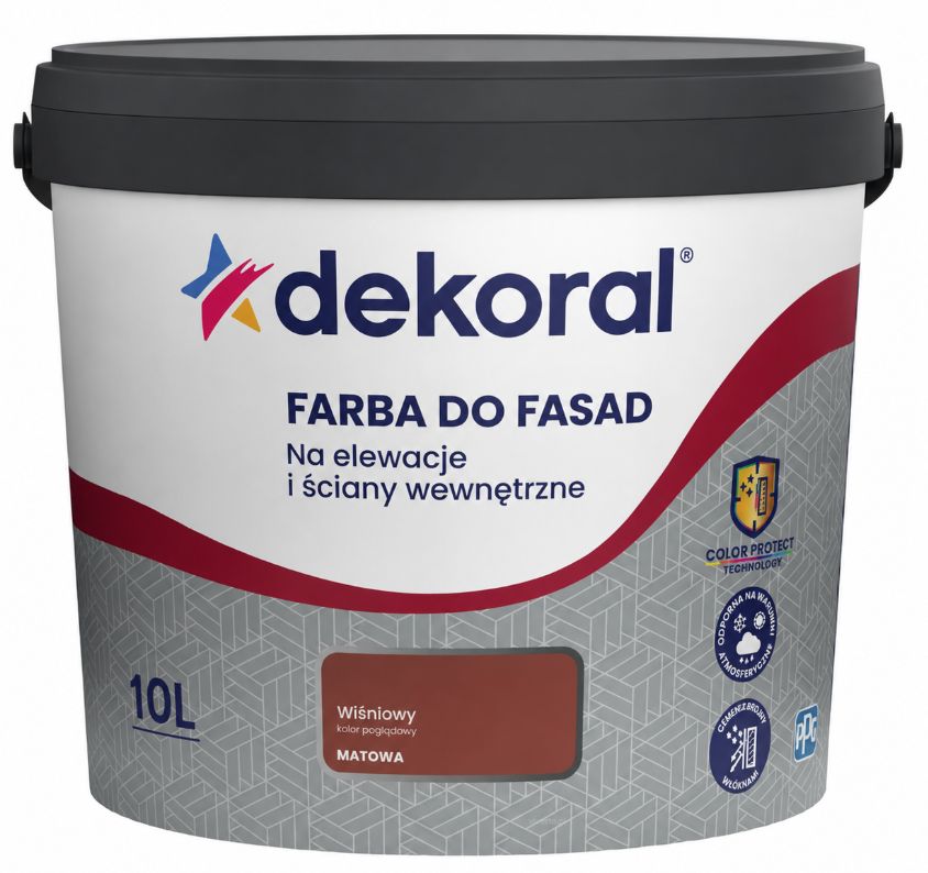 Dekoral Polinit Farba do fasad, zewnętrzna, fasadowa 10L Wiśniowy