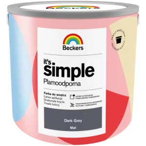 BECKERS Designer It's Simple Plamoodporna farba do ścian i sufitów dark grey ciemnoszary 2,5L