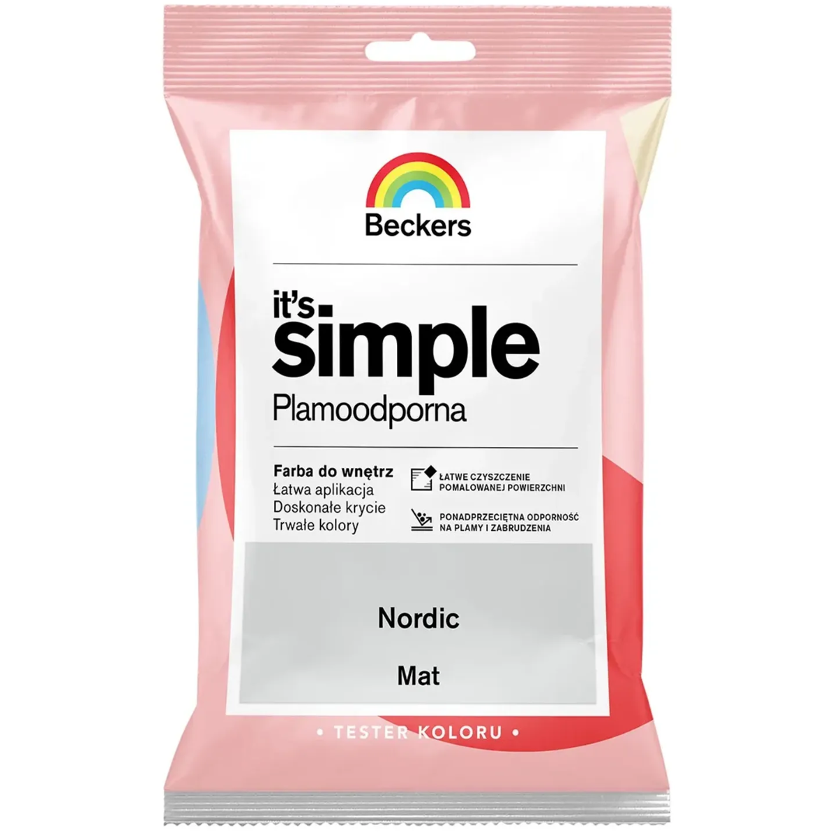 BECKERS Designer It's Simple Plamoodporna farba do ścian i sufitów nordic jasny szary tester 50 ml