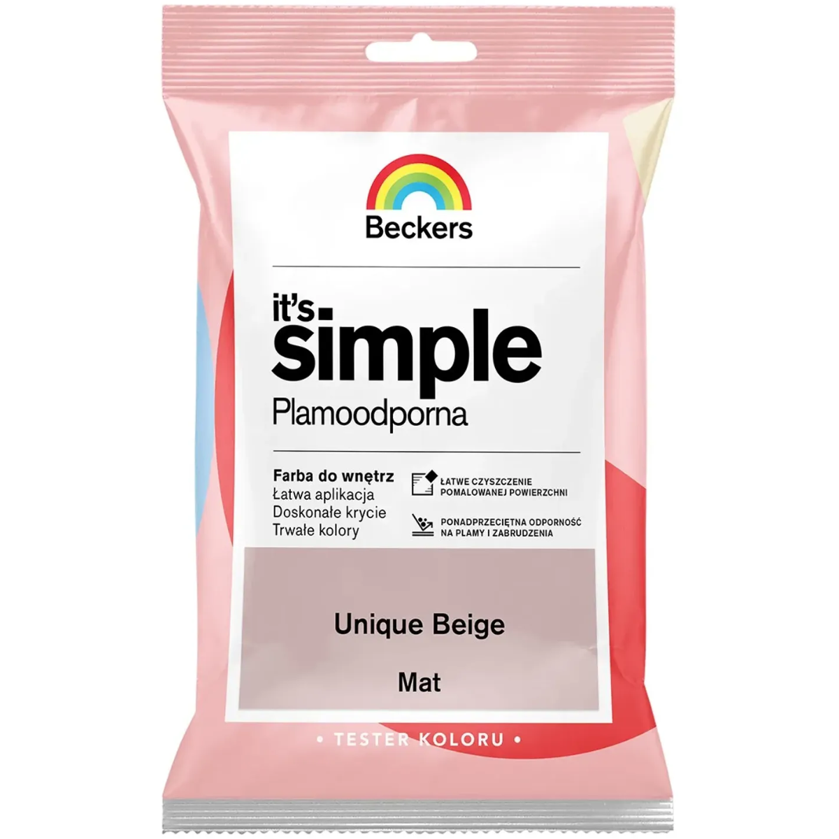 BECKERS Designer It's Simple Plamoodporna farba do ścian i sufitów unique beige beżowo-różowy tester 50ml