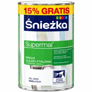 ŚNIEŻKA Supermal emalia do drewna, metalu i tynków biały RAL 9003 połysk 0,92L