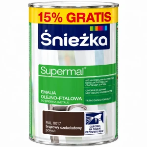 ŚNIEŻKA Supermal emalia do drewna, metalu i tynków brąz czekoladowy RAL 8017 połysk 0,92L