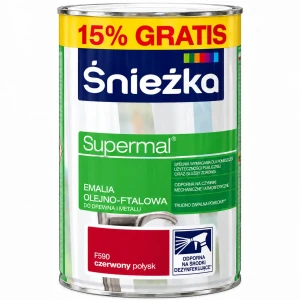 ŚNIEŻKA Supermal emalia do drewna, metalu i tynków czerwony F590 połysk 0,92L