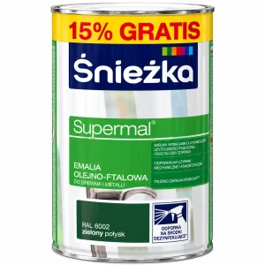 ŚNIEŻKA Supermal emalia do drewna, metalu i tynków zielony RAL 6002 połysk 0,92L