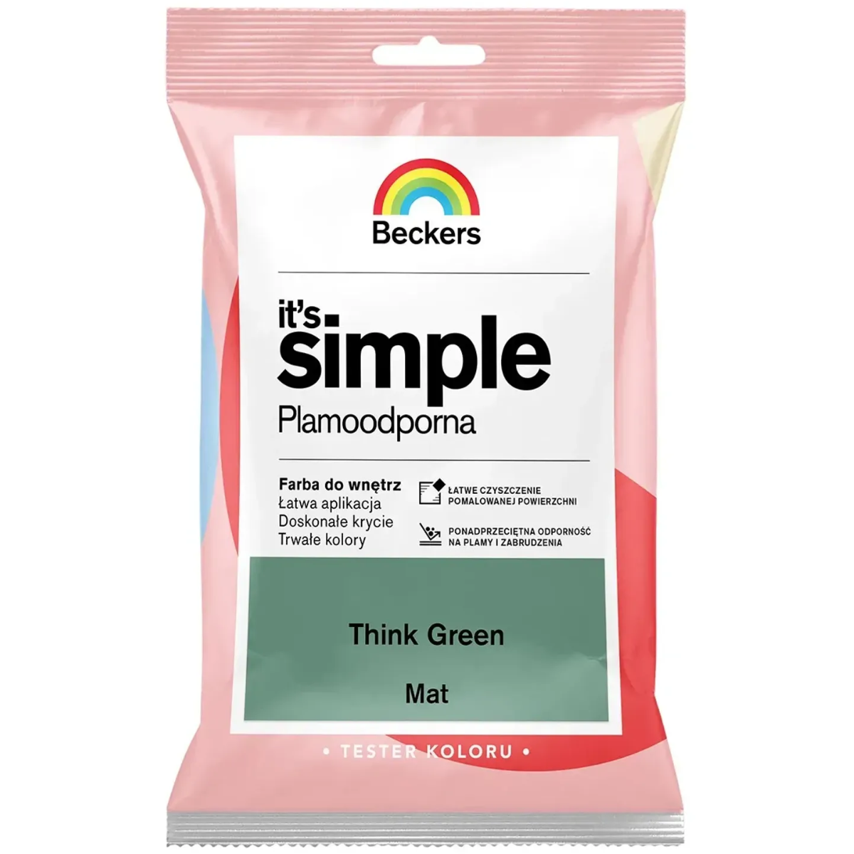 BECKERS Designer It's Simple Plamoodporna farba do ścian i sufitów think green zielony tester 50ml