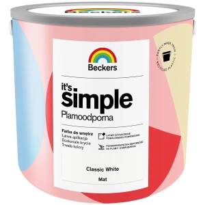 BECKERS Designer It's Simple Plamoodporna farba do ścian i sufitów classic white biały 2,5L