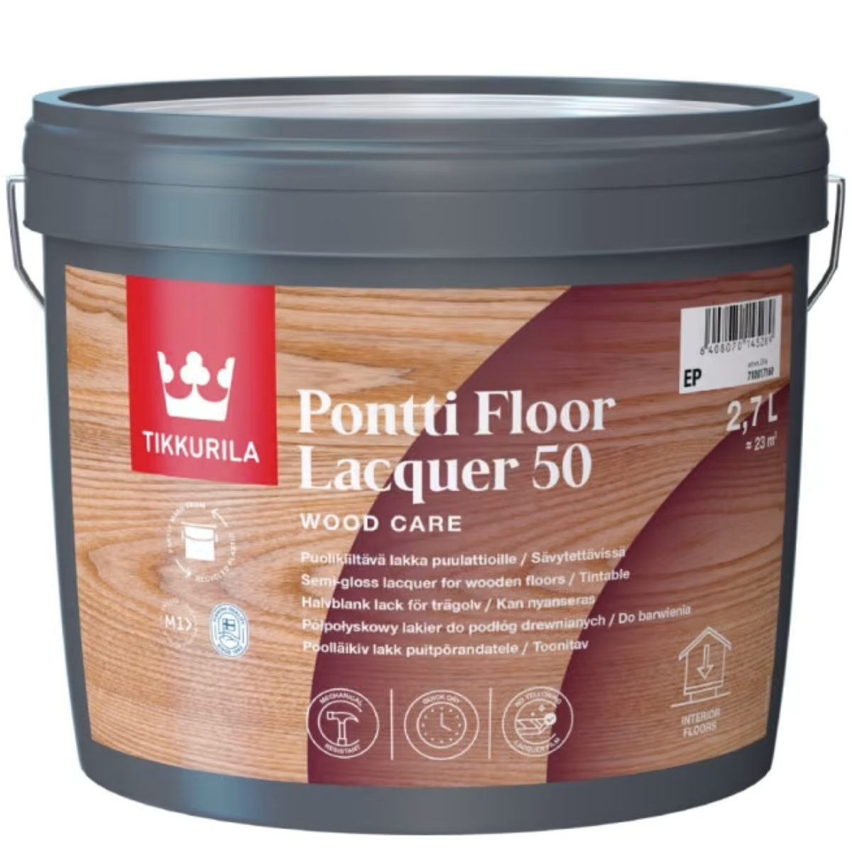 TIKKURILA Pontti Floor Lacquer 50 Bezbarwny lakier do drewna półpołysk 2,7L