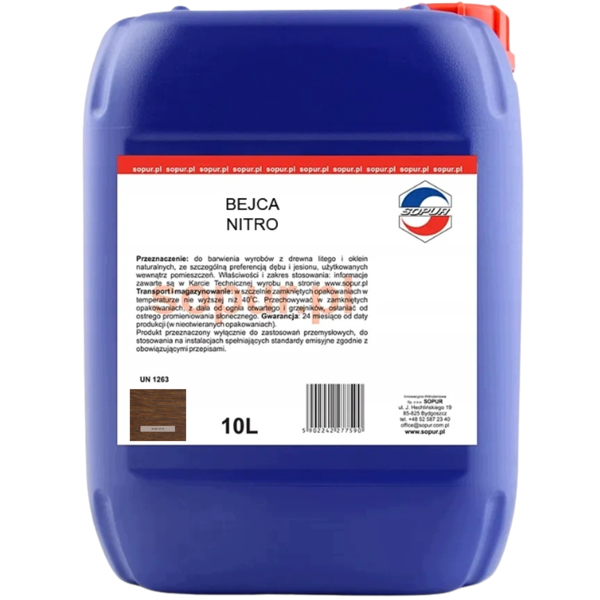 SOPUR Bejca nitro do drewna szybkoschnąca orzech 22-74 10L