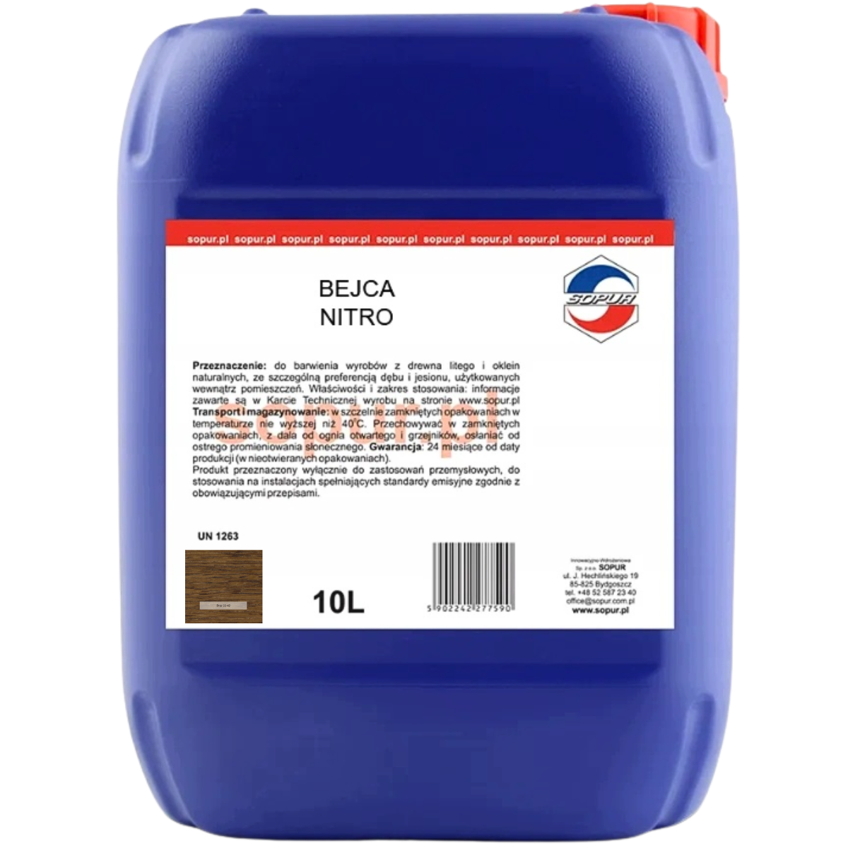 SOPUR Bejca nitro do drewna szybkoschnąca brąz 22-42 10L