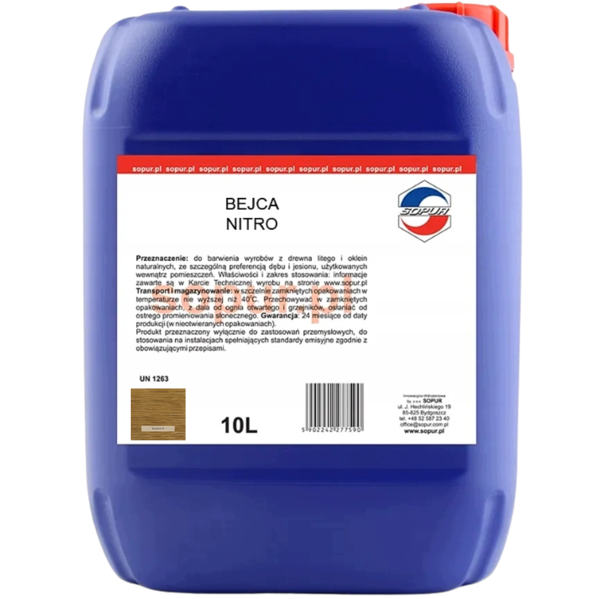 SOPUR Bejca nitro do drewna szybkoschnąca brunatny 22-10 10L