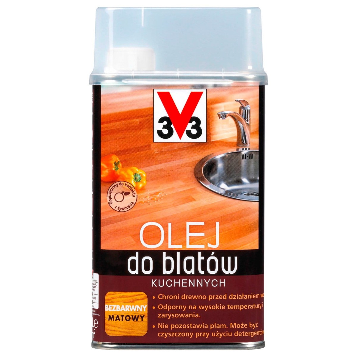 V33 Olej do blatów kuchennych bezbarwny mat 0,5L