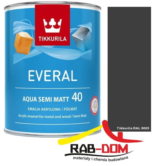 TIKKURILA Everal Aqua Semi Matt [40] 2,7l KOLOR: RAL 9005