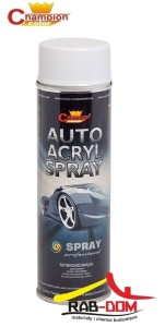 CHAMPION Spray Auto Acryl 500ml Lakier BIAŁY POŁYSK