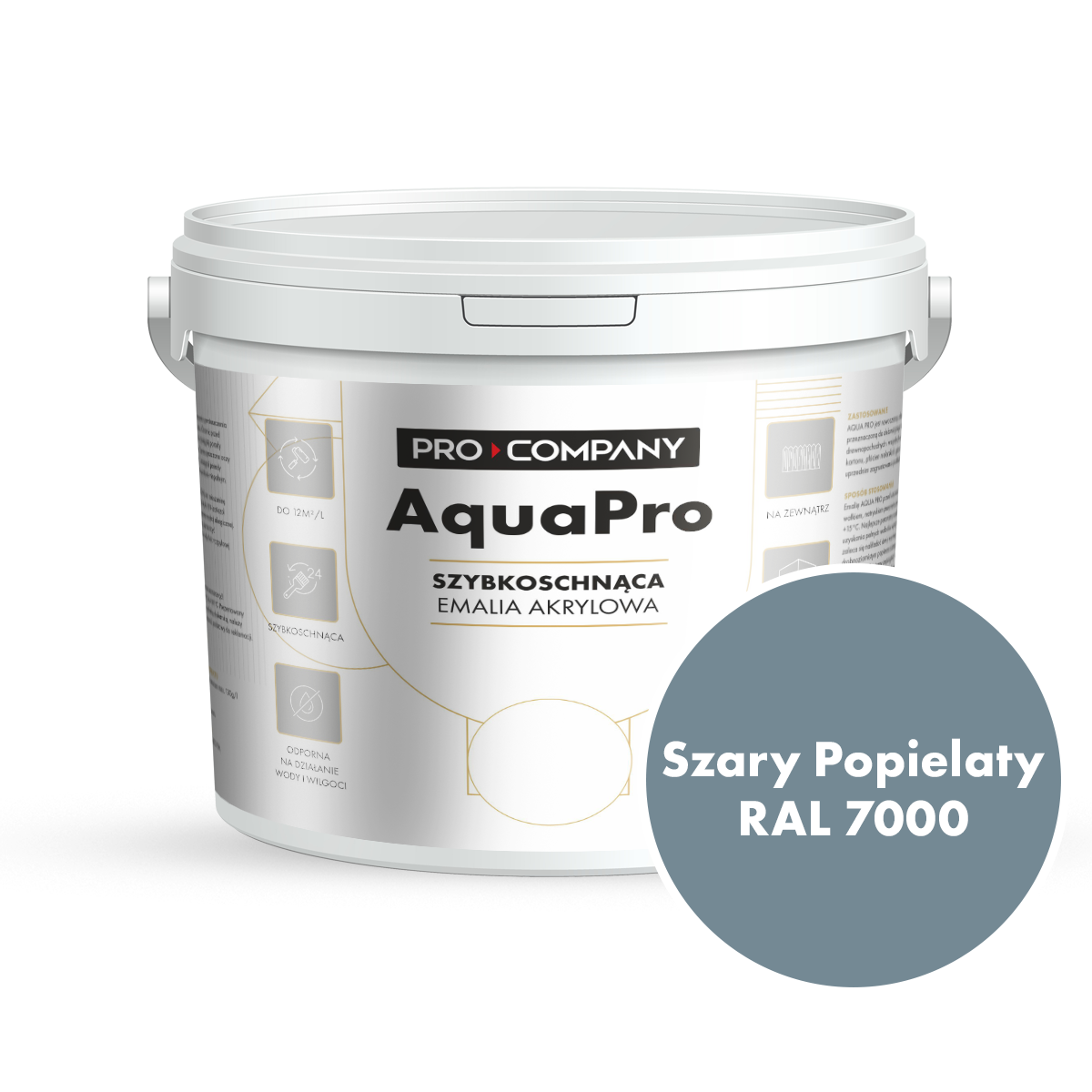 Emalia szybkoschnąca Szary Popielaty RAL 7000 10L