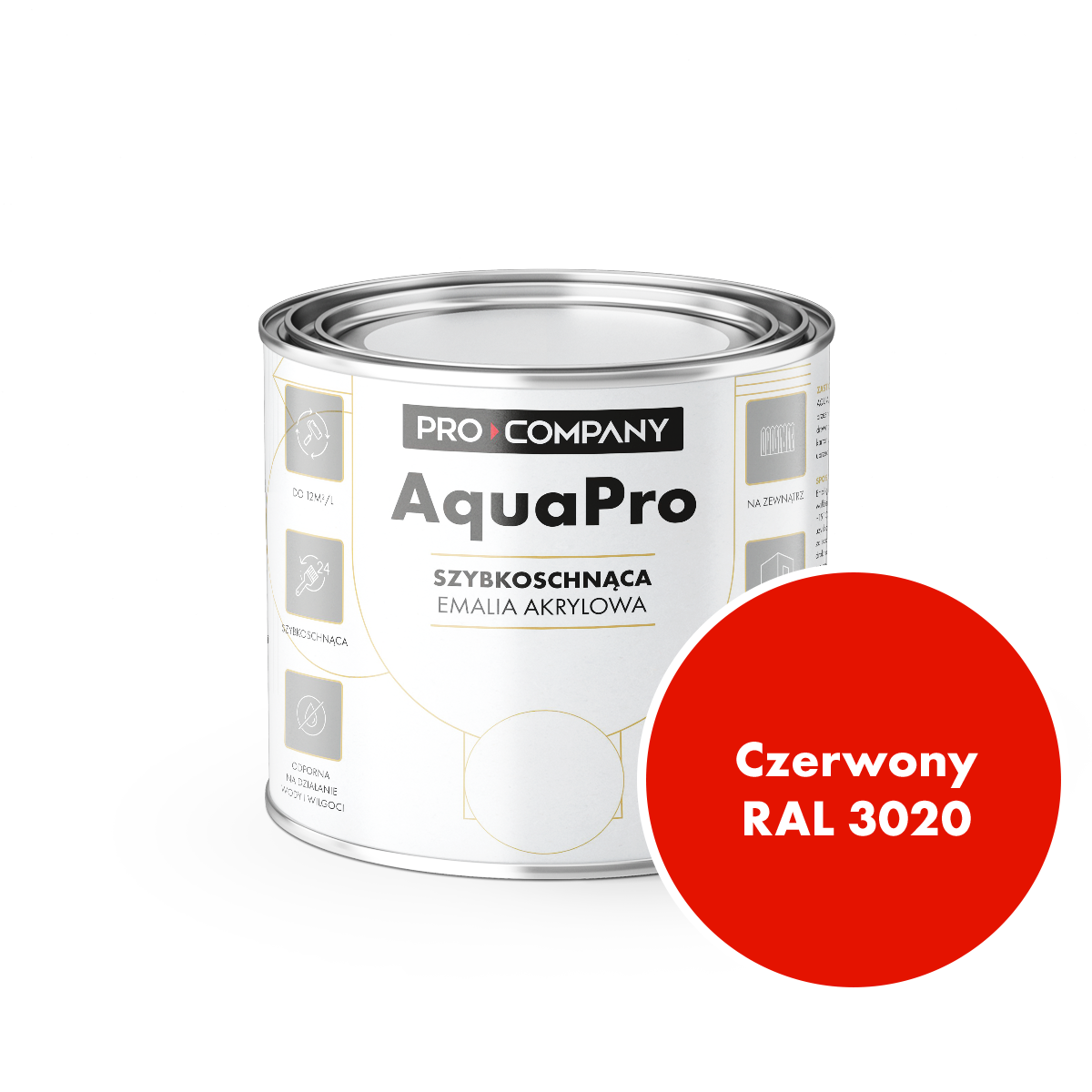 Emalia szybkoschnąca Czerwony RAL 3020 0,2L