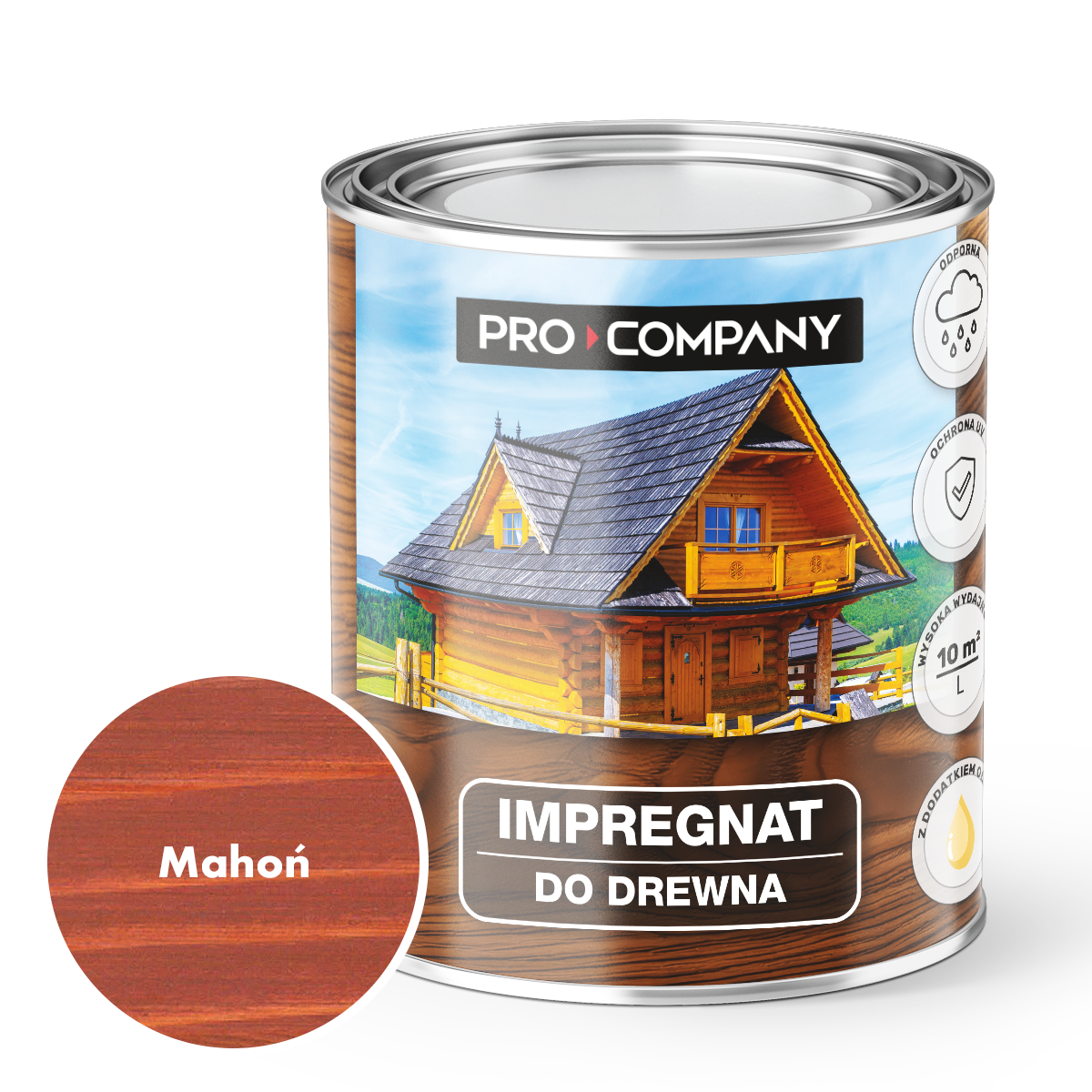 Impregnat ochronny do drewna z dodatkiem oleju w kolorze mahoniowym