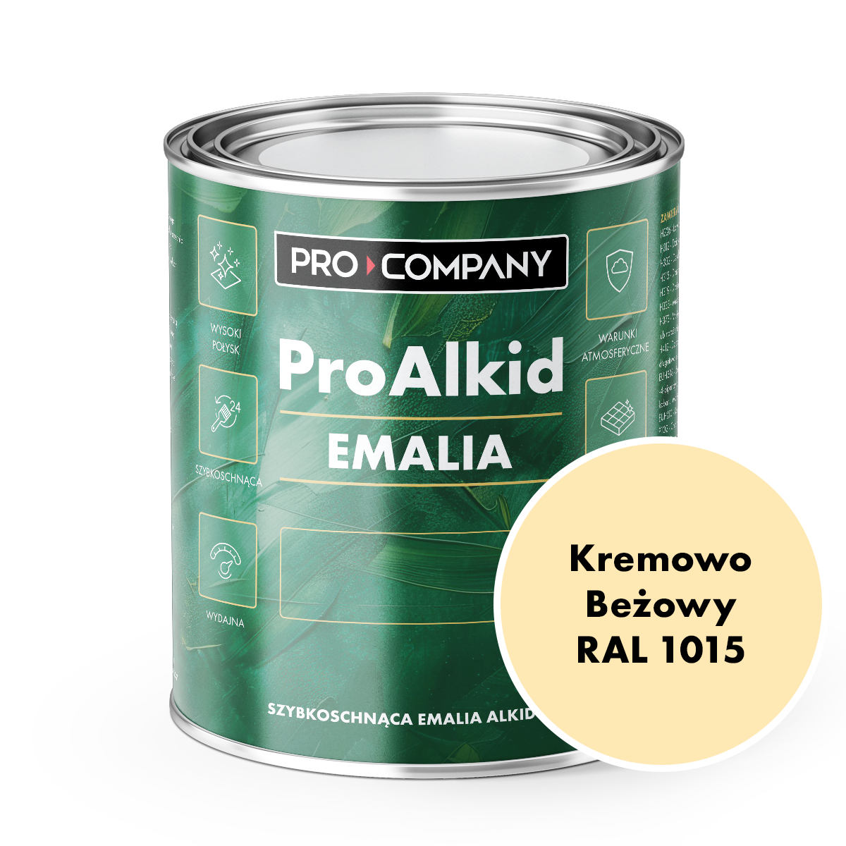 Pro Alkid szybkoschnąca emalia alkidowa - Kolor Kremowo beżowy RAL 1015