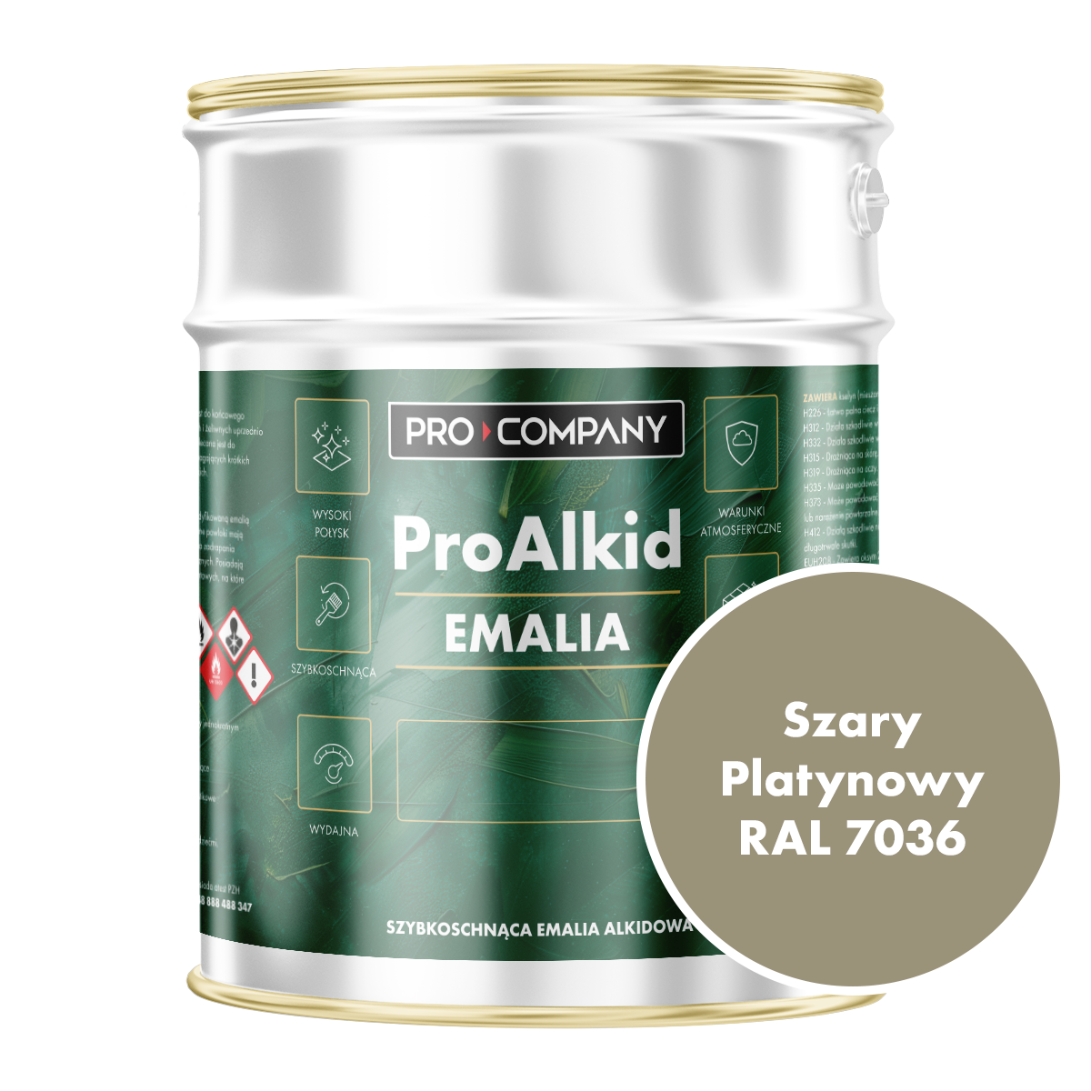Pro Alkid szybkoschnąca emalia alkidowa - Kolor Szary platynowy RAL 7036