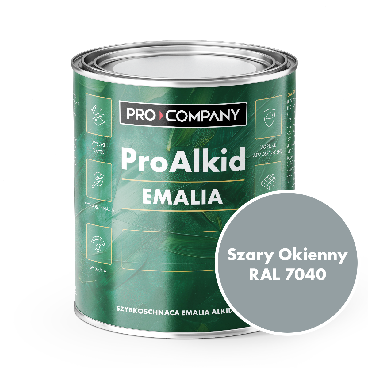 Pro Alkid szybkoschnąca emalia alkidowa - Kolor Szary okienny RAL 7040