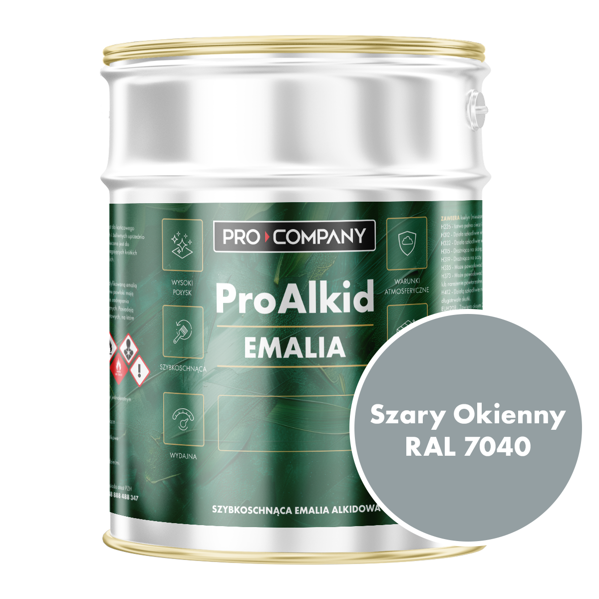 Pro Alkid szybkoschnąca emalia alkidowa - Kolor Szary okienny RAL 7040