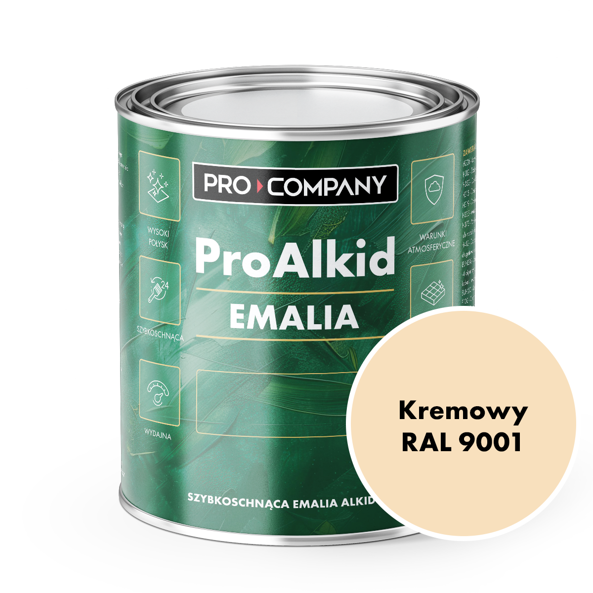 Pro Alkid szybkoschnąca emalia alkidowa - Kolor Kremowy RAL 9001