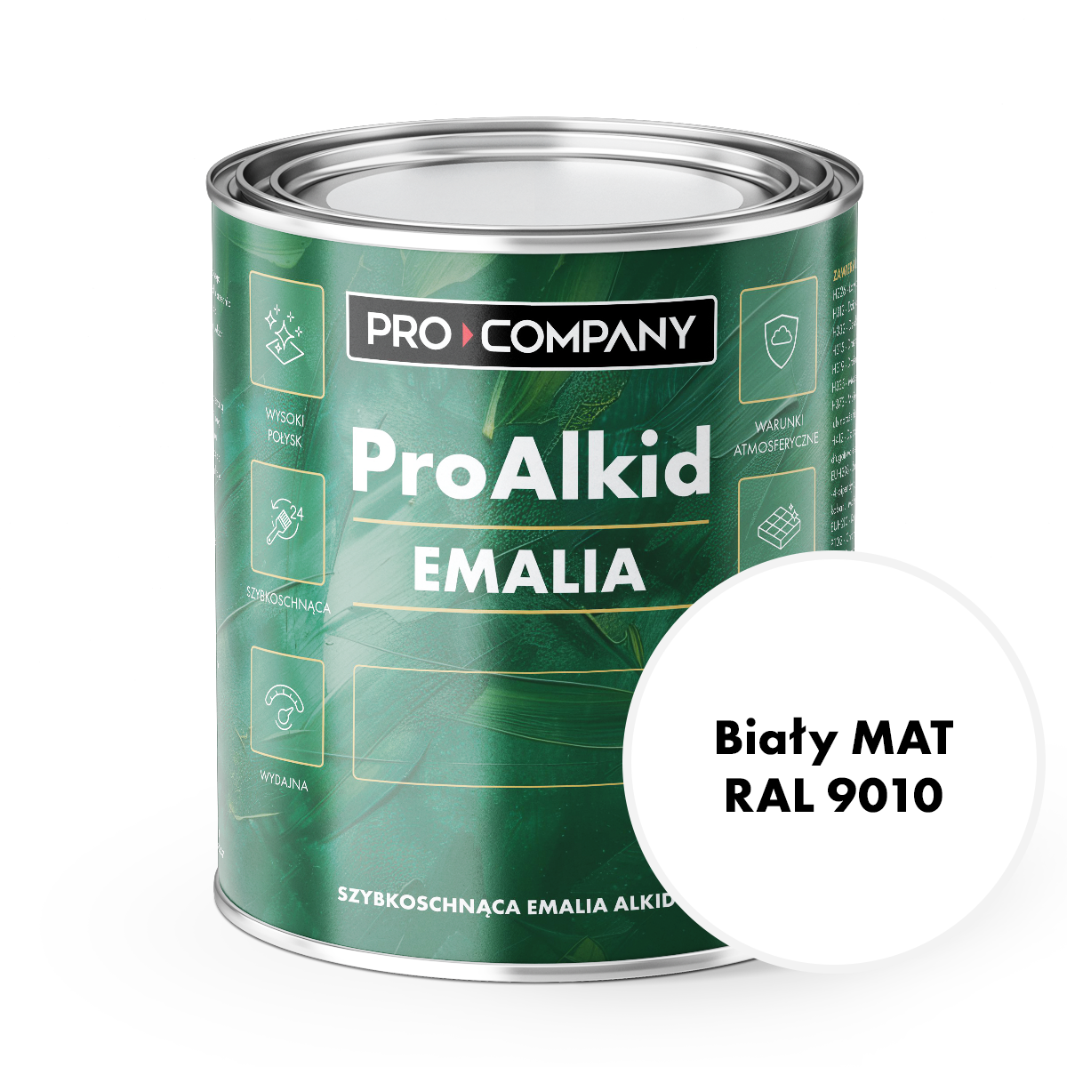 Pro Alkid szybkoschnąca emalia alkidowa - Kolor Biały Mat RAL 9010