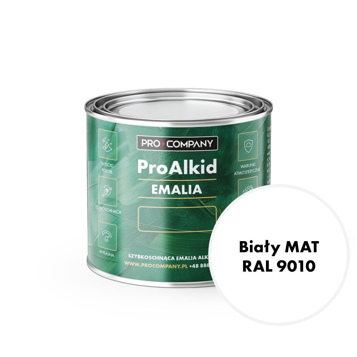 Pro Alkid szybkoschnąca emalia alkidowa - Kolor Biały Mat RAL 9010