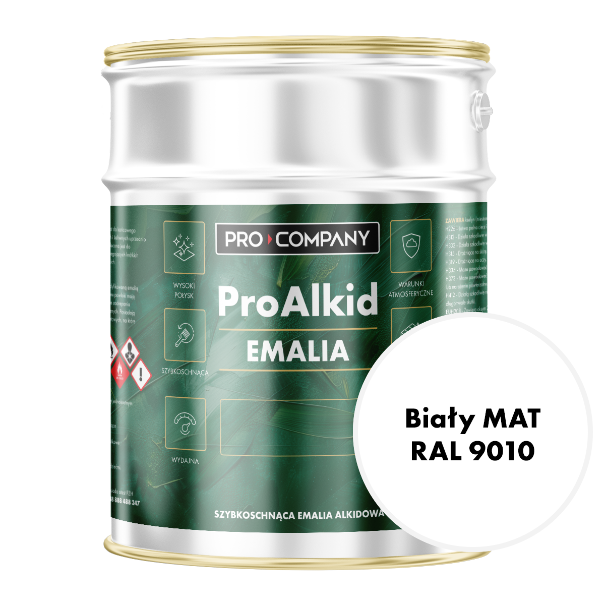 Pro Alkid szybkoschnąca emalia alkidowa - Kolor Biały Mat RAL 9010