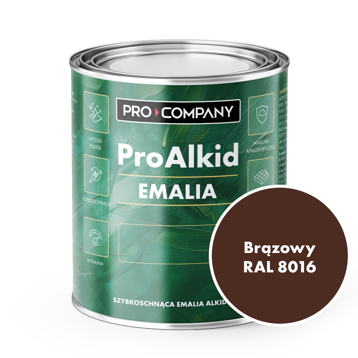 Pro Alkid szybkoschnąca emalia alkidowa - Kolor Brązowy RAL 8016