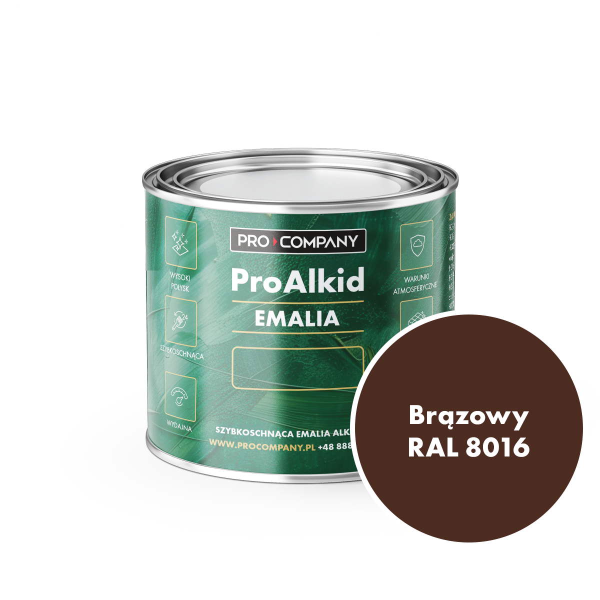 Pro Alkid szybkoschnąca emalia alkidowa - Kolor Brązowy RAL 8016