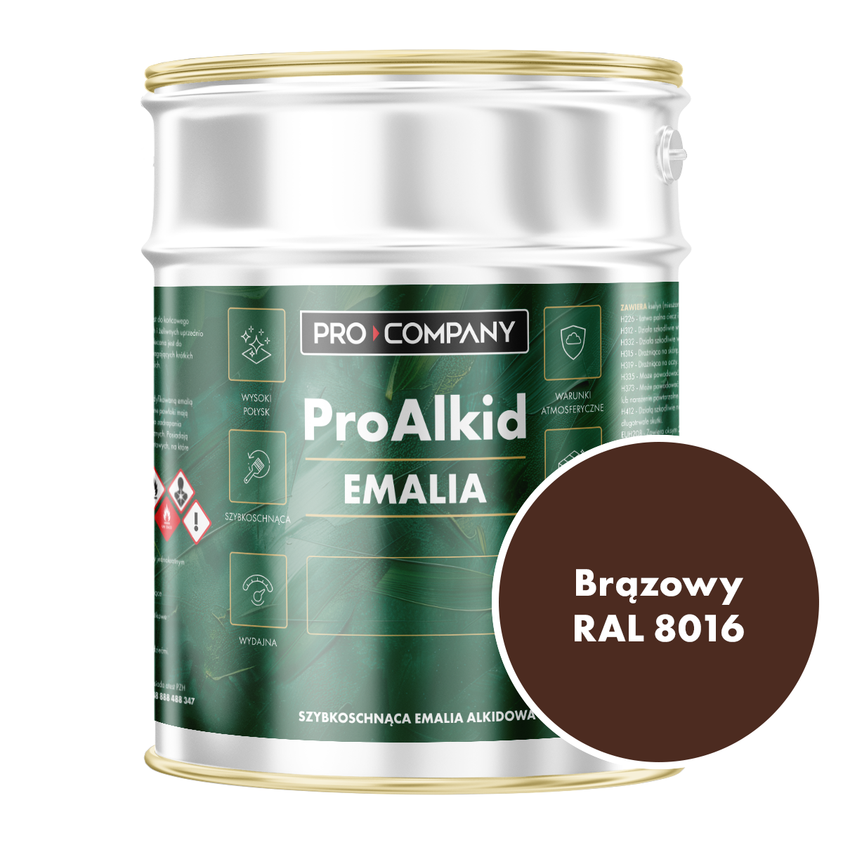 Pro Alkid szybkoschnąca emalia alkidowa - Kolor Brązowy RAL 8016
