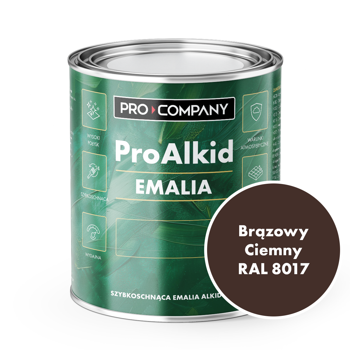 Pro Alkid szybkoschnąca emalia alkidowa - Kolor Brązowy Ciemny RAL 8017