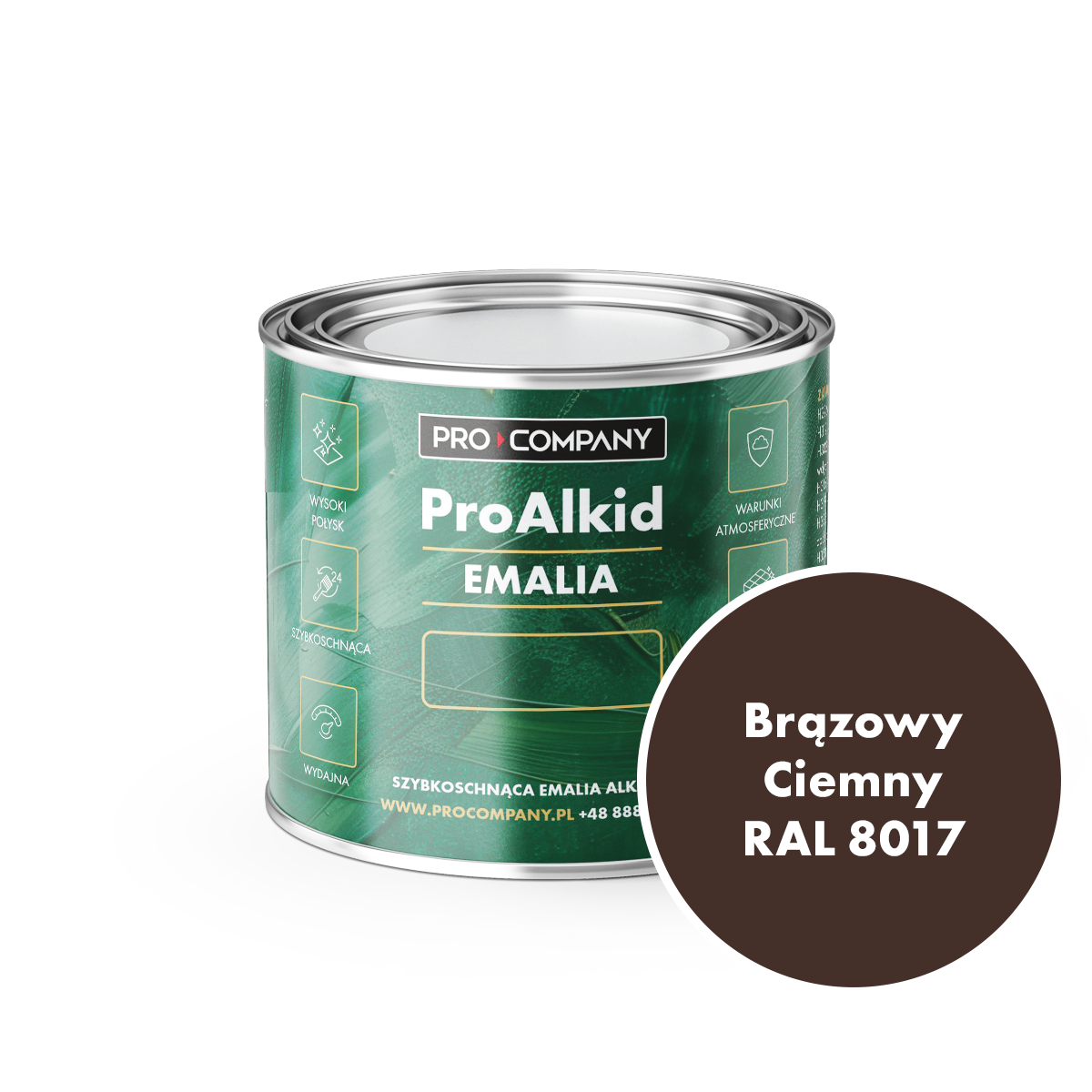 Pro Alkid szybkoschnąca emalia alkidowa - Kolor Brązowy Ciemny RAL 8017