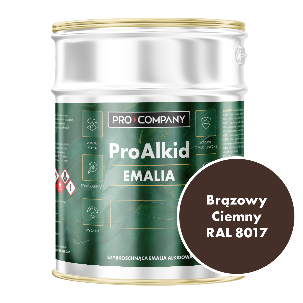 Pro Alkid szybkoschnąca emalia alkidowa - Kolor Brązowy Ciemny RAL 8017