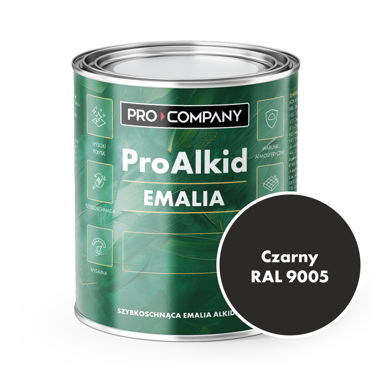 Pro Alkid szybkoschnąca emalia alkidowa - Kolor Czarny RAL 9005