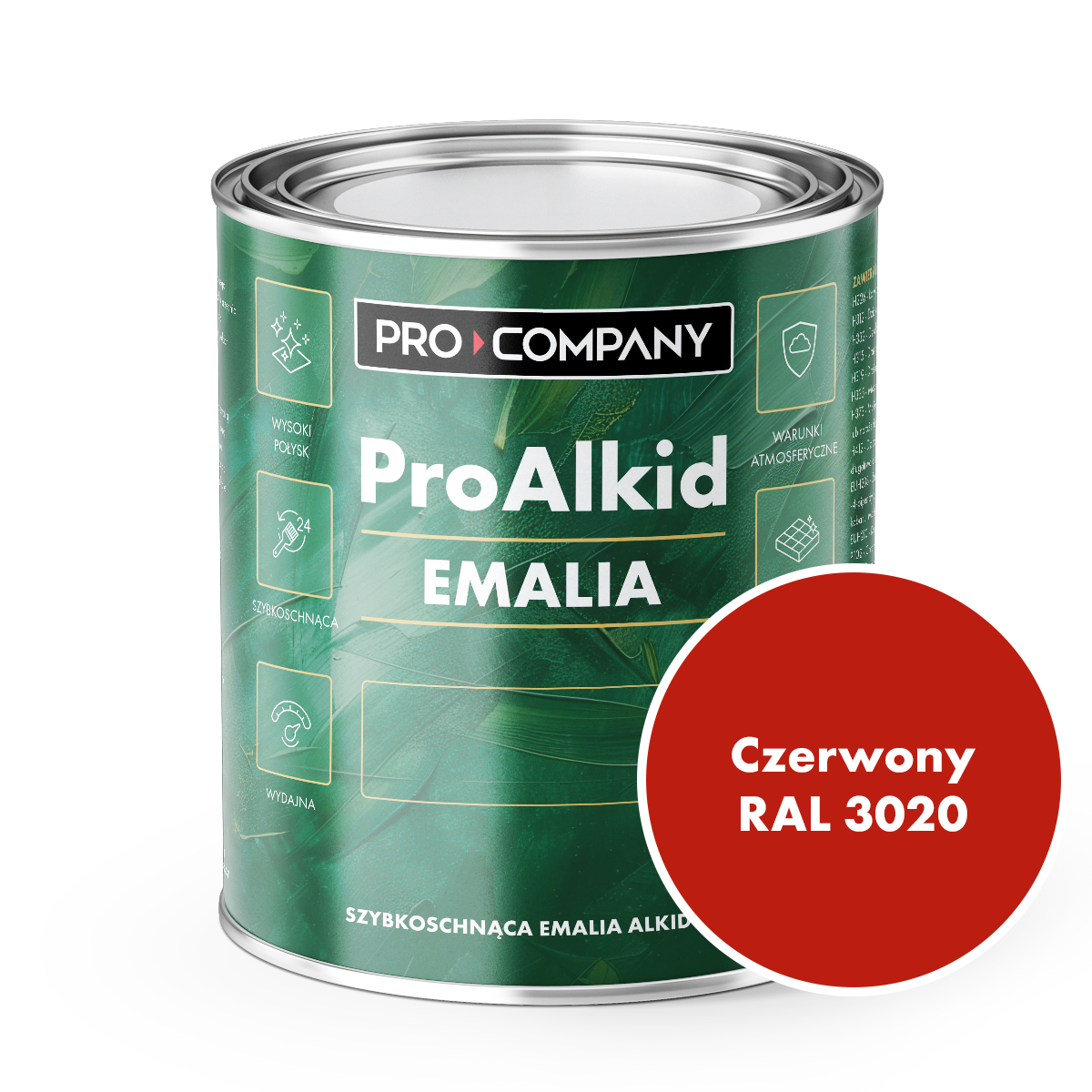Pro Alkid szybkoschnąca emalia alkidowa - Kolor Czerwony RAL 3020