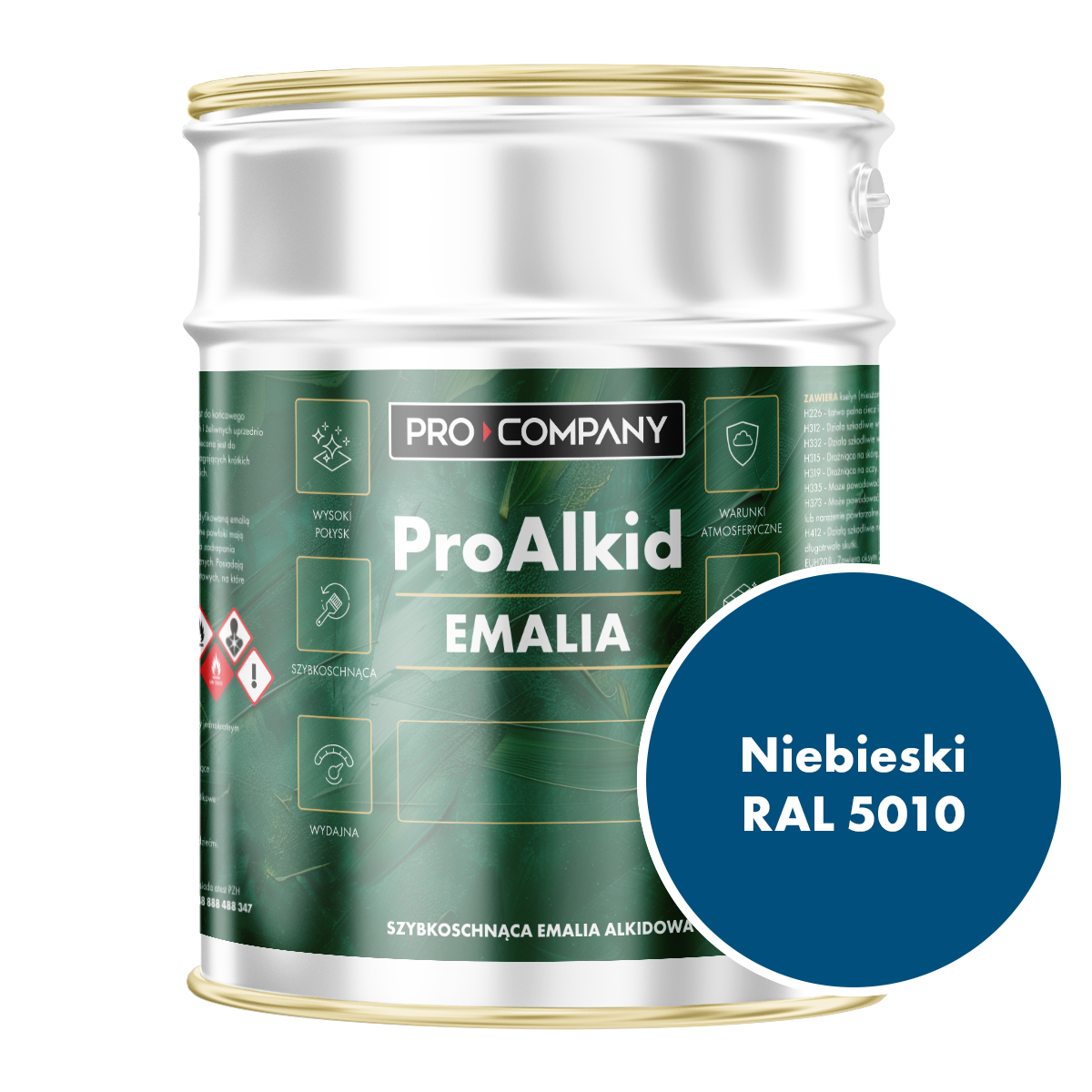 Pro Alkid szybkoschnąca emalia alkidowa - Kolor Niebieski RAL 5010