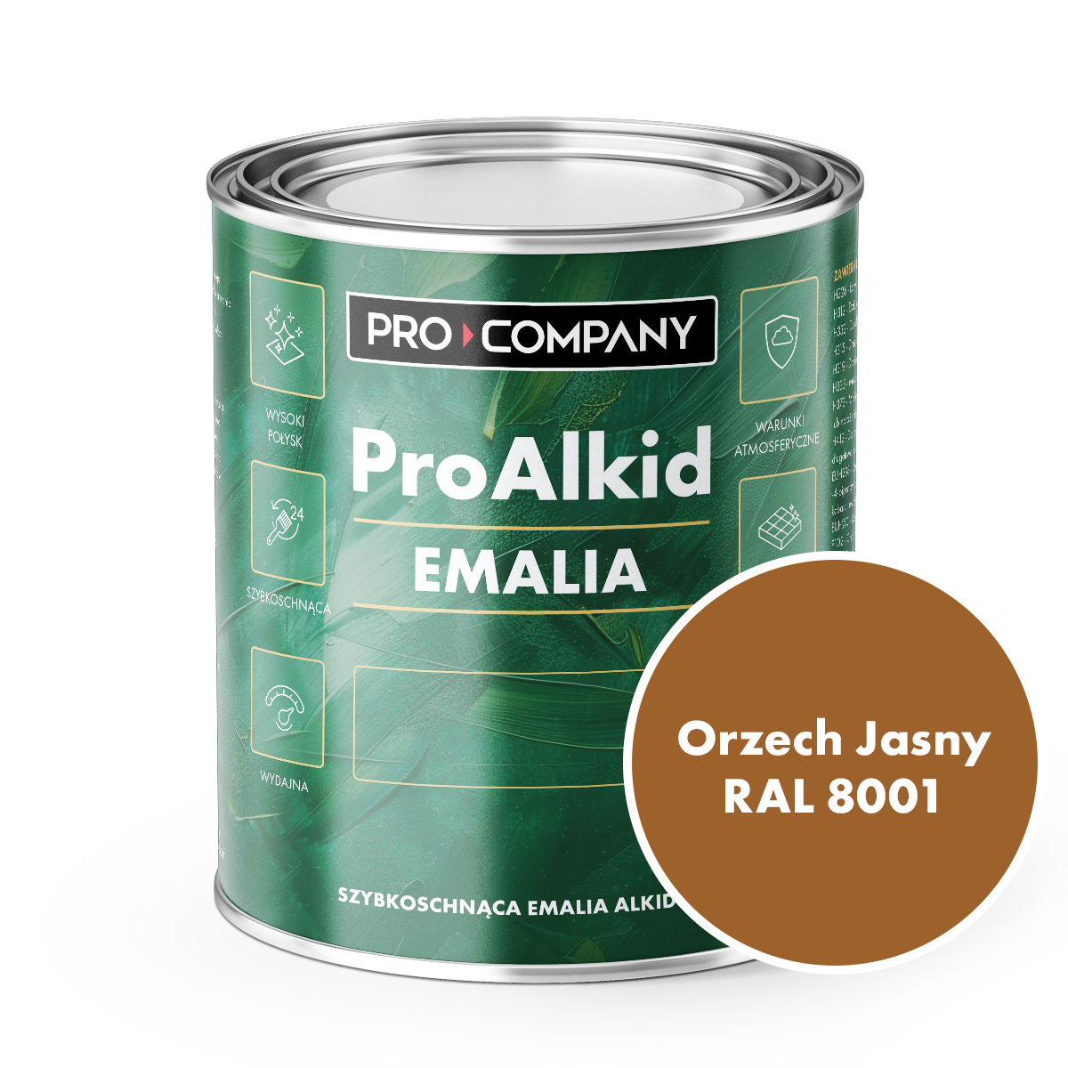 Pro Alkid szybkoschnąca emalia alkidowa - Kolor Orzech Jasny RAL 8001