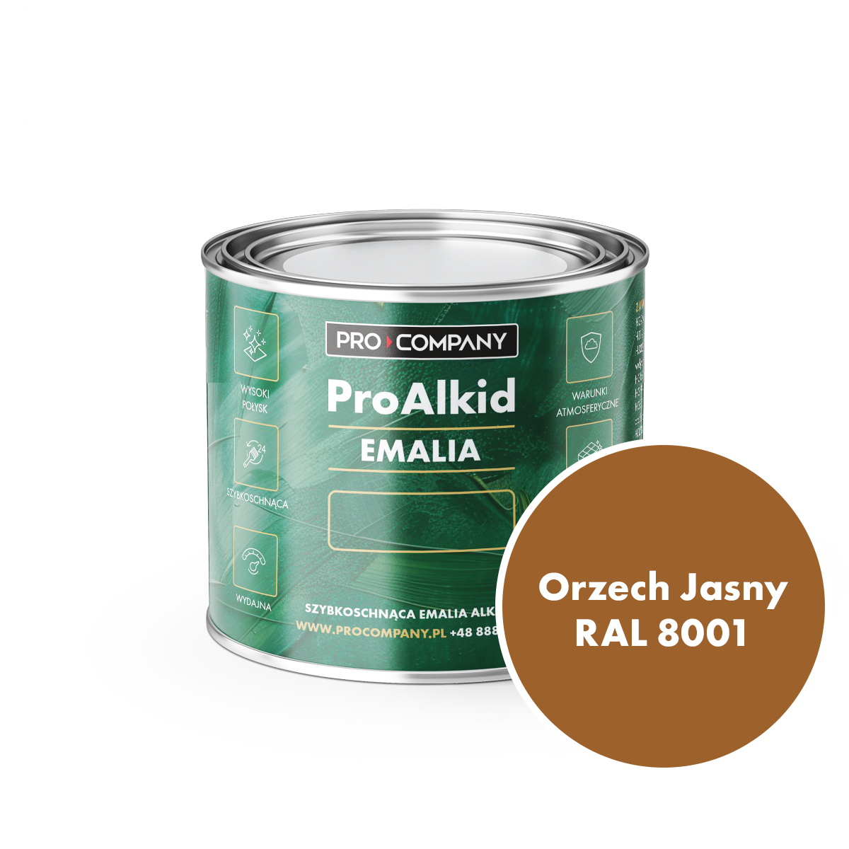 Pro Alkid szybkoschnąca emalia alkidowa - Kolor Orzech Jasny RAL 8001