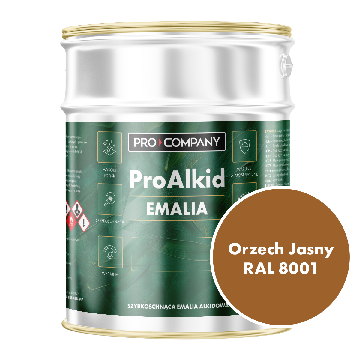 Pro Alkid szybkoschnąca emalia alkidowa - Kolor Orzech Jasny RAL 8001